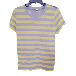 🪩4/$20!! “It's” Short Sleeve Top Back Is Lace Hot Yellow/Gray Size 1X 🪩4/$20!!